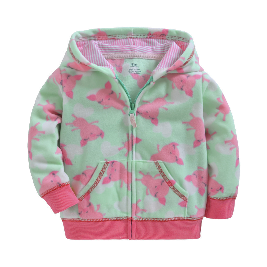 Various Prints Hooded Zipper Jacket