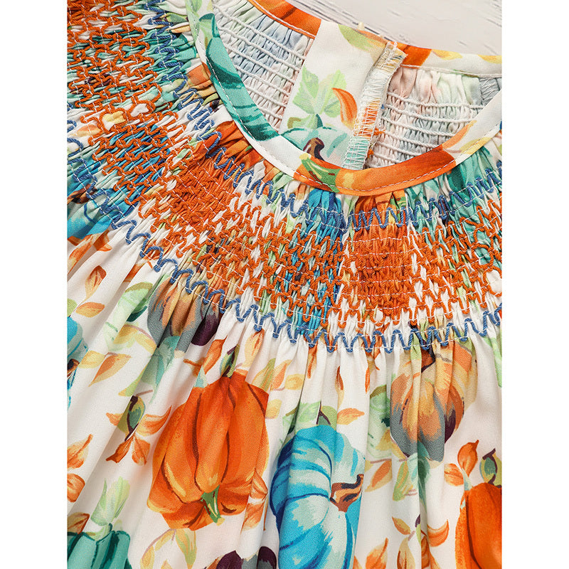 Pumpkin Smocked Dress For Fall