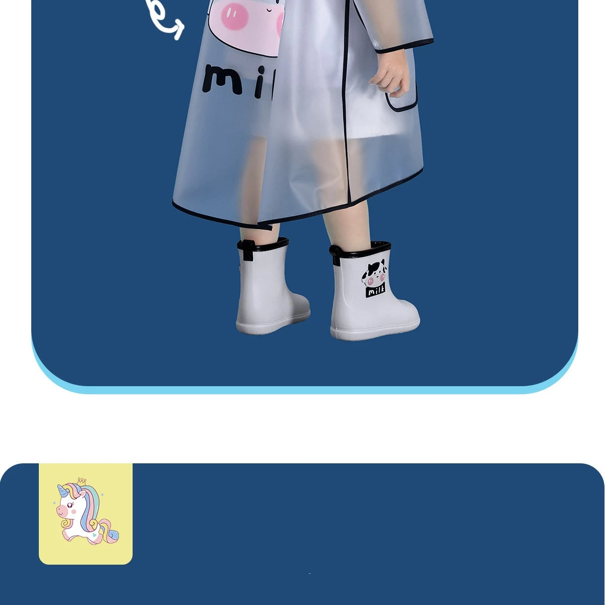 Dinosaur, Duck or Cow Adorable Raincoat and Boots
