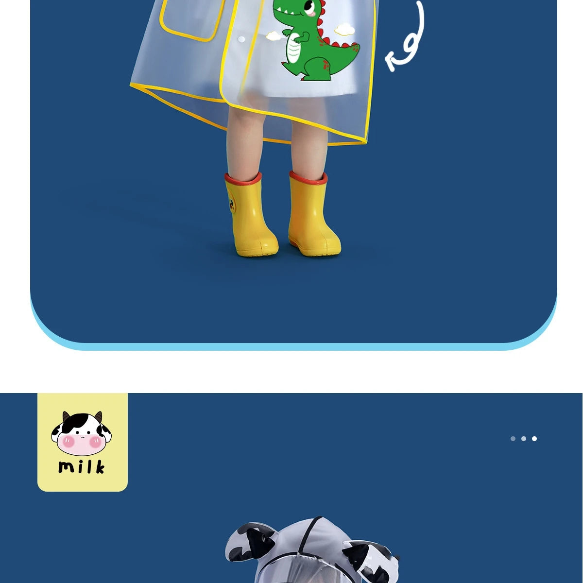 Dinosaur, Duck or Cow Adorable Raincoat and Boots