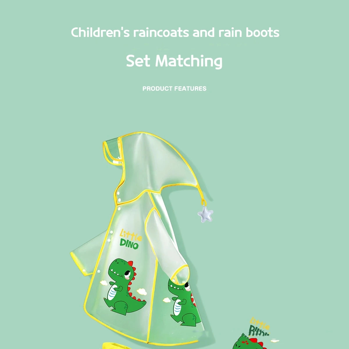 Dinosaur, Duck or Cow Adorable Raincoat and Boots