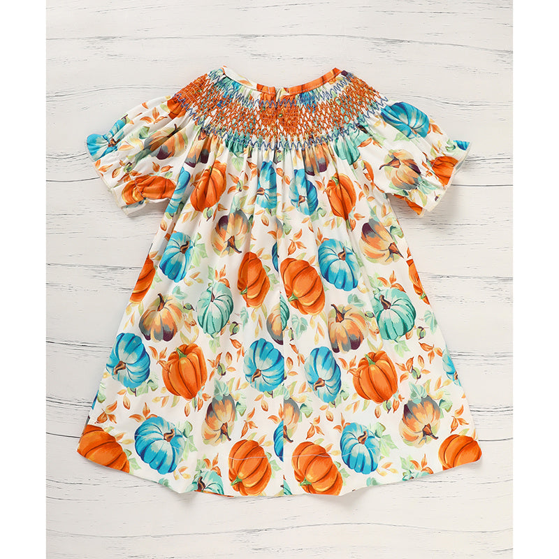 Pumpkin Smocked Dress For  Fall