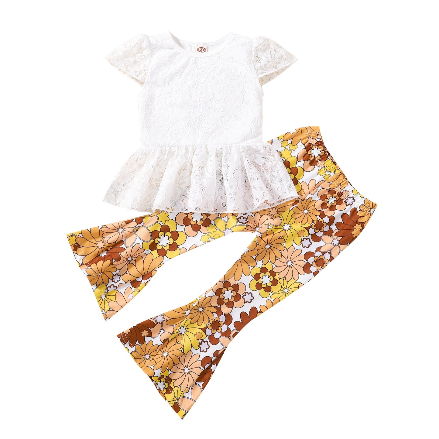 Lace Short-sleeved and Top Bell-bottoms!  Cool!