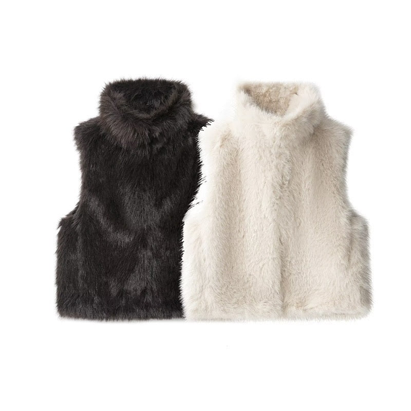 Women's Fashionable Loose Casual Faux Fur Vest   Choose Color