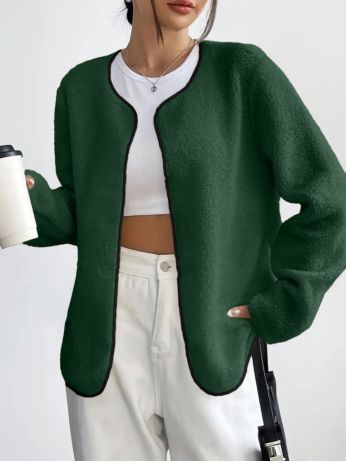 Fashion Casual Solid Color Women's Cardigan Short Jacket