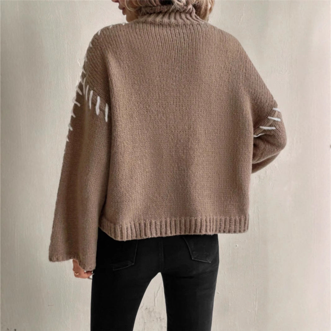 Long Sleeve Casual Loose Knitted Sweater  Choose Color