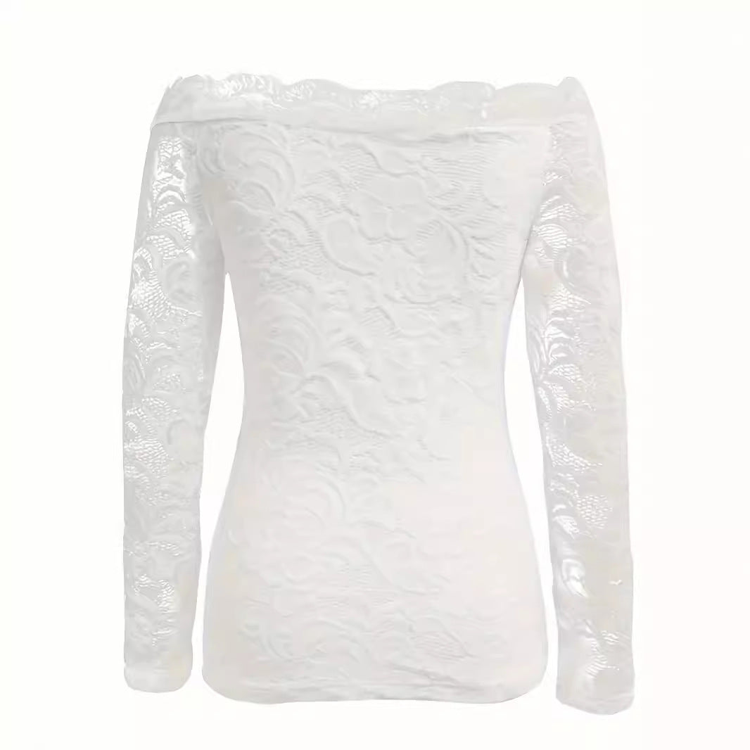 Women's Solid Color Sexy Lace Shirt