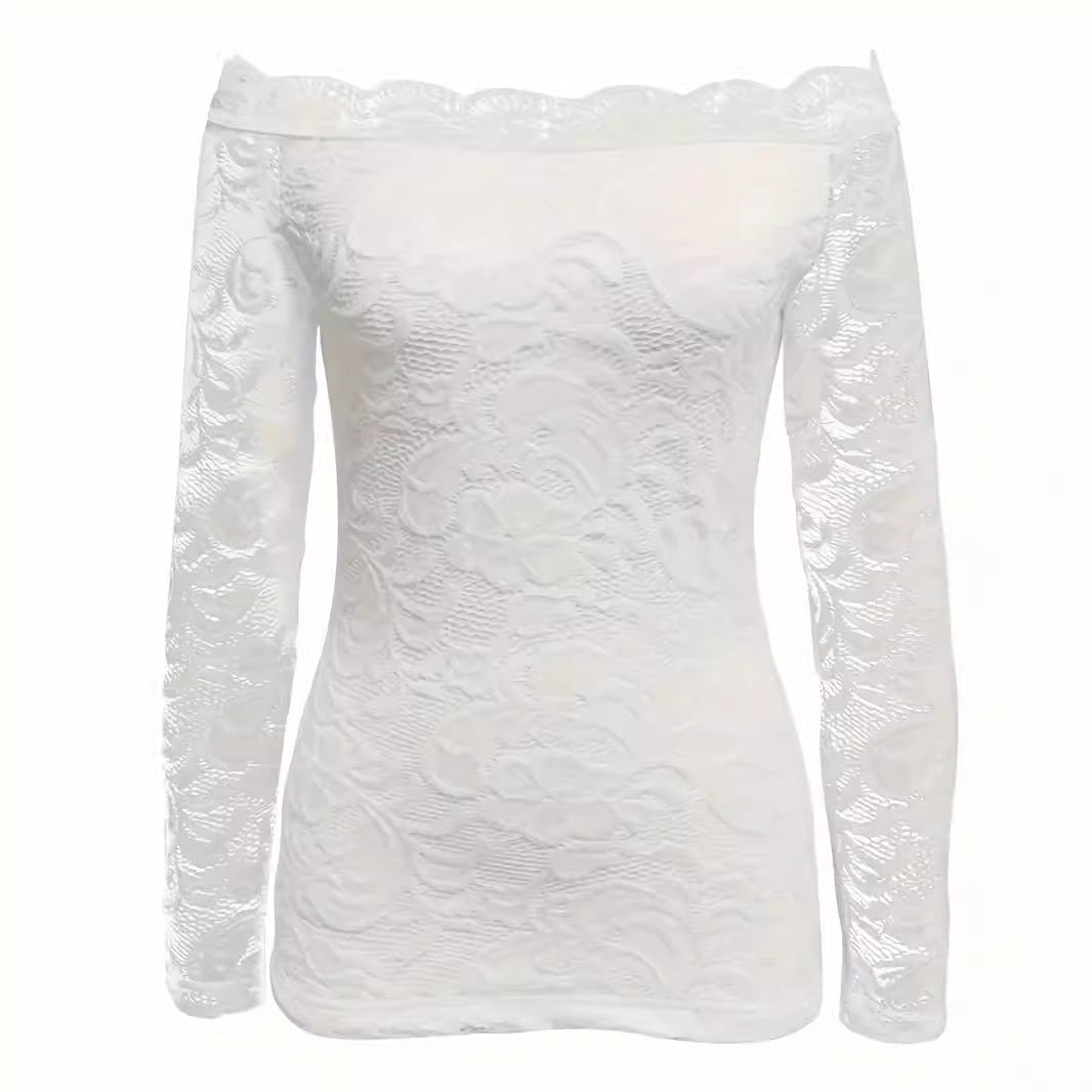 Women's Solid Color Sexy Lace Shirt