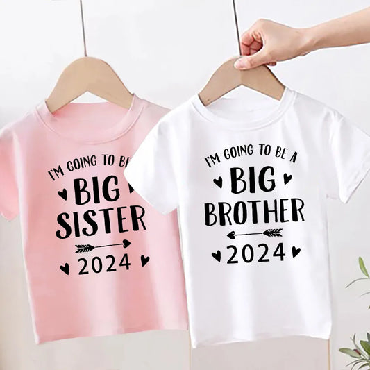 I'm Being Promoted To Big Sister/Brother 2024 Baby Announcement T Shirt Kids T-Shirt Children Tops Toddler Tshirt Summer Clothes