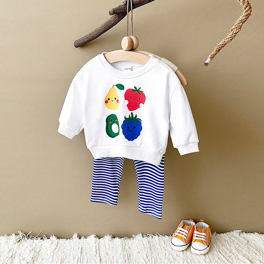 Toddler Baby Boy Clothes Infant Outfit Sets Spring Autumn Fruit Print Long Sleeve Sweatshirt Top+Pants Children Clothing 0-3Y