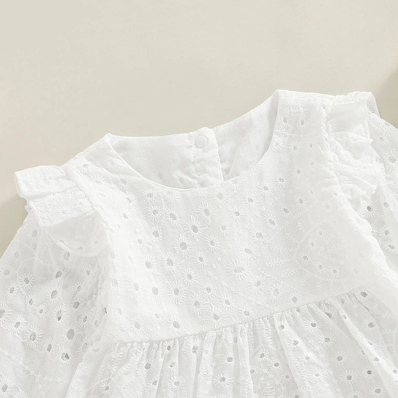 Baby Girl  Set   Choose Color Cutout Round Neck Long Sleeve Top and Elastic Casual Ruffle Shorts