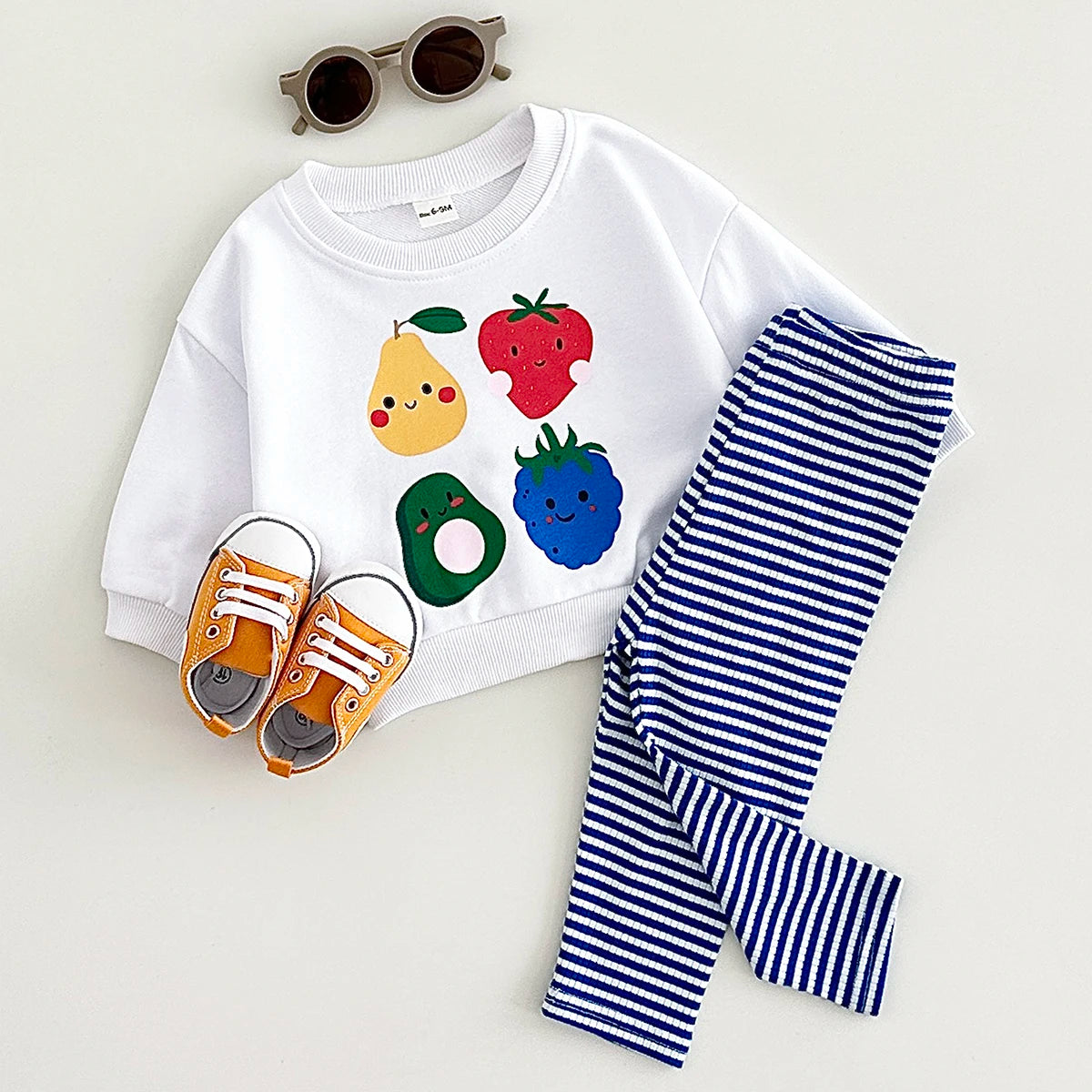 Toddler Baby Boy Clothes Infant Outfit Sets Spring Autumn Fruit Print Long Sleeve Sweatshirt Top+Pants Children Clothing 0-3Y