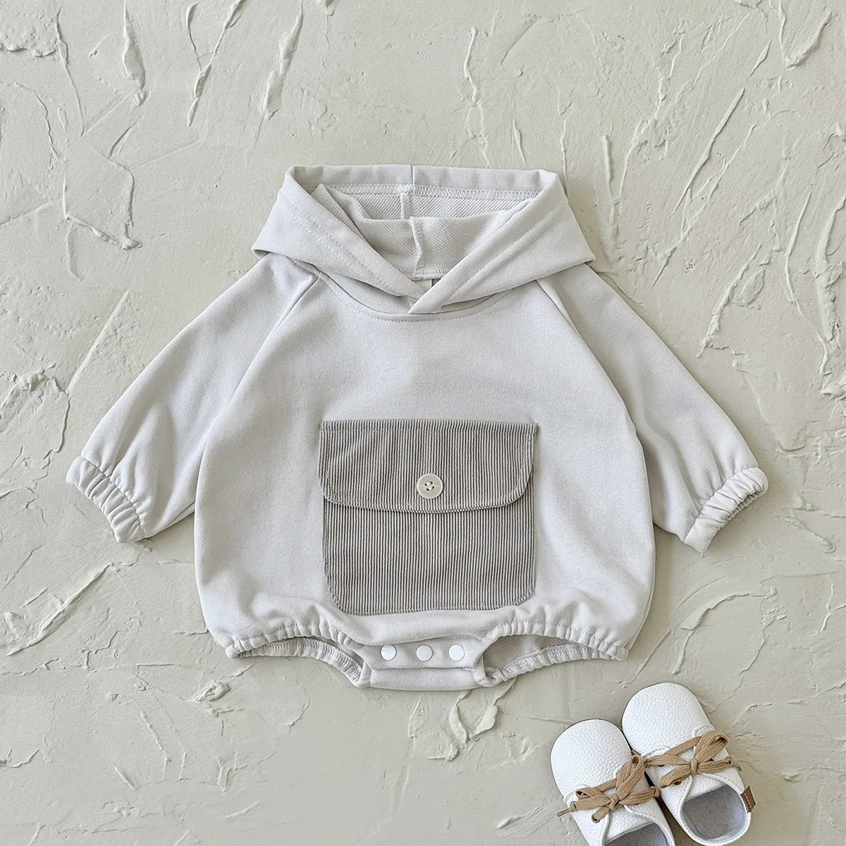 Toddler Baby Clothes Cotton Hooded Onesie with Chest Pocket Bodysuit 0-2Y Baby Girl Clothing Casual Newborn Baby Boys Romper