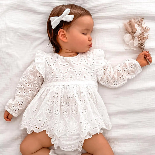 Baby Girl  Set   Choose Color Cutout Round Neck Long Sleeve Top and Elastic Casual Ruffle Shorts