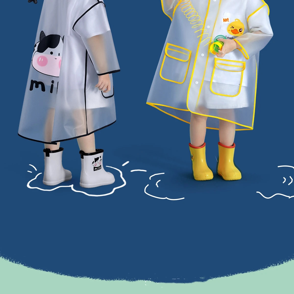 Dinosaur, Duck or Cow  Adorable Raincoat and Boots