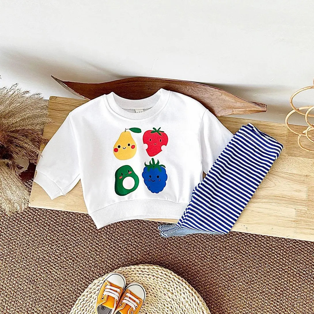 Toddler Baby Boy Clothes Infant Outfit Sets Spring Autumn Fruit Print Long Sleeve Sweatshirt Top+Pants Children Clothing 0-3Y