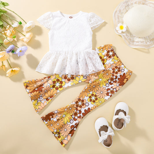 Lace Short-sleeved and Top Bell-bottoms!  Cool!