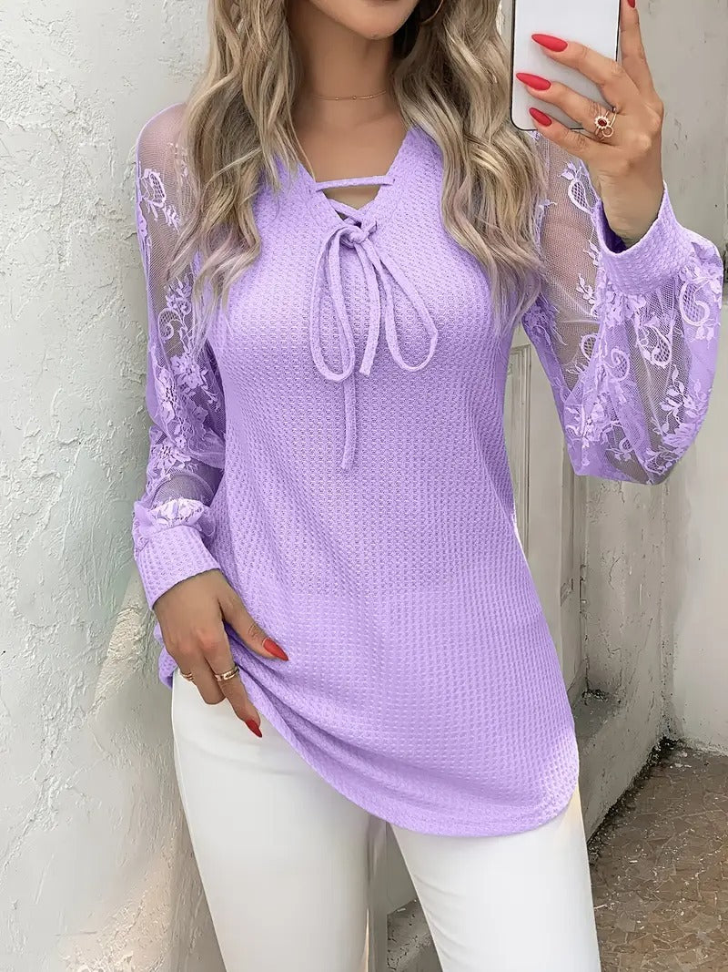 V-neck Long Sleeve Fashion Tops   Choose Color