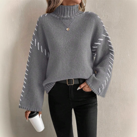 Long Sleeve Casual Loose Knitted Sweater  Choose Color