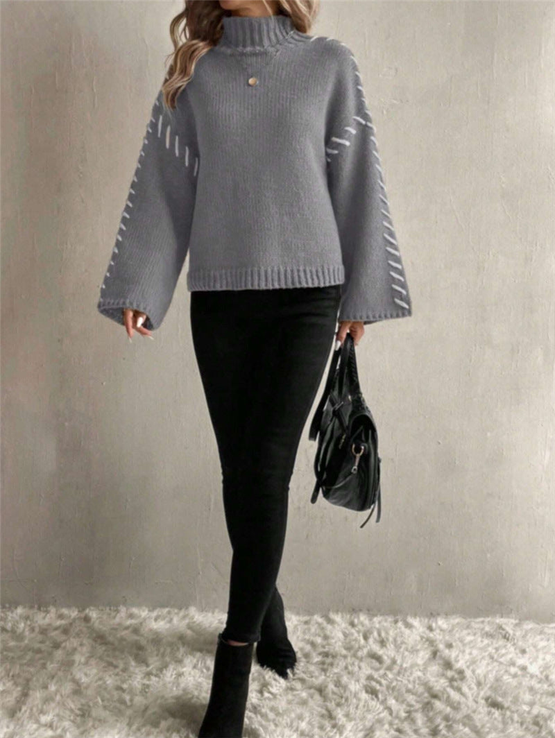 Long Sleeve Casual Loose Knitted Sweater  Choose Color