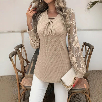 V-neck Long Sleeve Fashion Tops   Choose Color