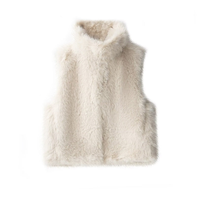 Women's Fashionable Loose Casual Faux Fur Vest   Choose Color