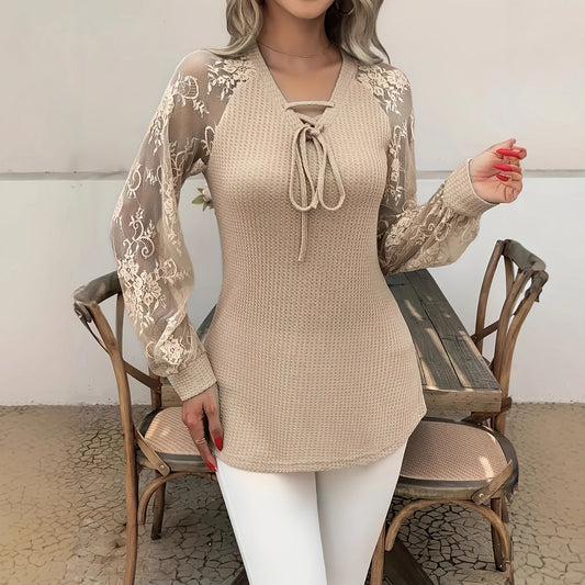 V-neck Long Sleeve Fashion Tops   Choose Color